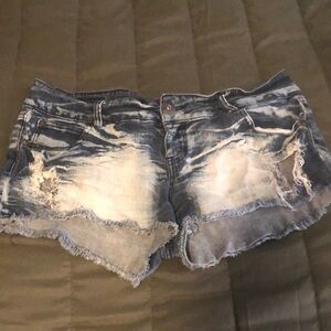 Celebrity Pink Blue Distressed Jean Shorts
